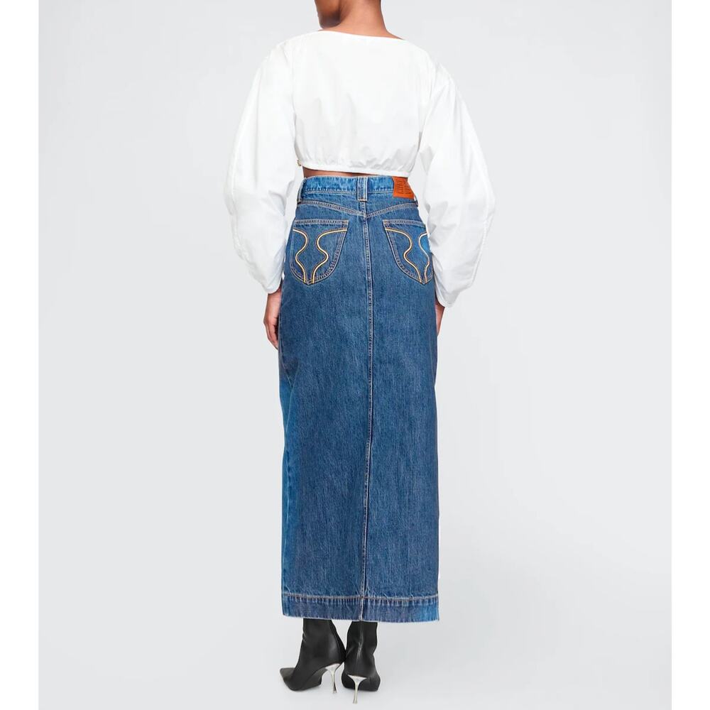 Gap × Cult Gaia - Asymmetrical Denim Maxi Skirt / 26 / NWT - Picture 2 of 9
